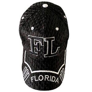 Black Florida Hat Cap with Adjustable Back NEW